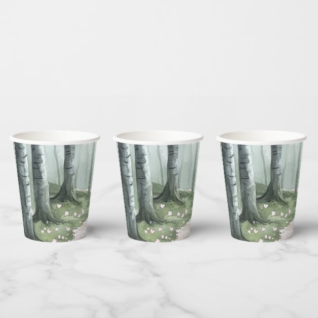 Vasos De Papel Cumpleaños del bosque encantado romántico (Multi)