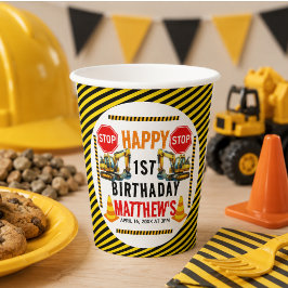 Vasos De Papel Cumpleaños del camión de volteo de construcción 1e