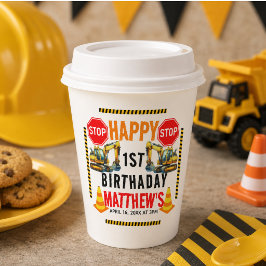 Vasos De Papel Cumpleaños del camión de volteo de construcción 1e