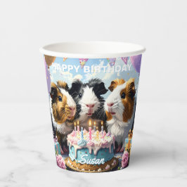 Vasos De Papel Cumpleaños del Cerdo de Guinea