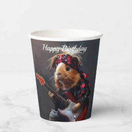 Vasos De Papel Cumpleaños del Cerdo de Rock n Roll Guinea