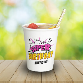 Vasos De Papel Cumpleaños del Chica del libro de historietas de s