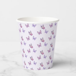 Vasos De Papel Cumpleaños del chica Mariposa Morada