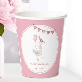 Vasos De Papel Cumpleaños del Chica Rosa de Silly Goose