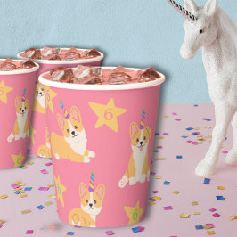 Vasos De Papel Cumpleaños del Chica Unicornio, edad del Personali