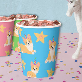 Vasos De Papel Cumpleaños del Chica Unicornio, edad del Personali
