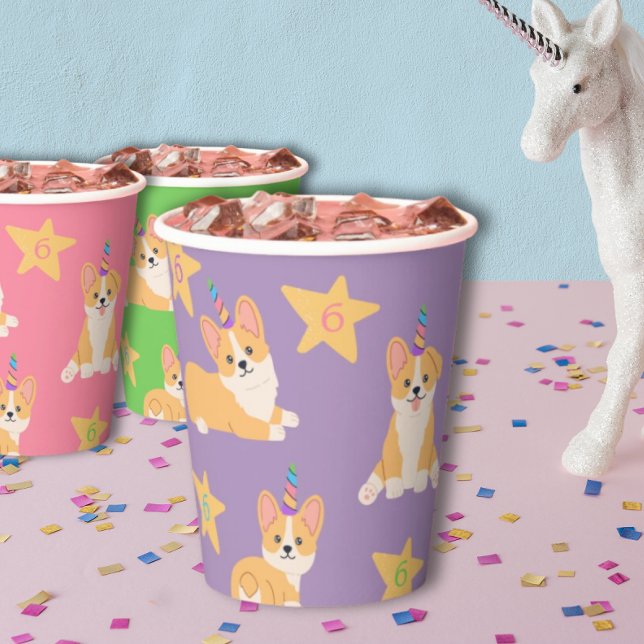 Vasos De Papel Cumpleaños del Chica Unicornio, edad del Personali (Subido por el creador)