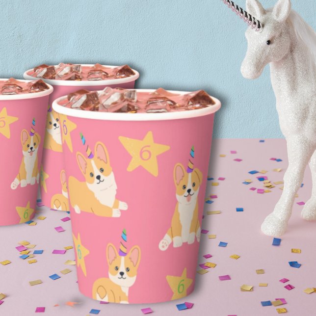 Vasos De Papel Cumpleaños del Chica Unicornio, edad del Personali (Subido por el creador)