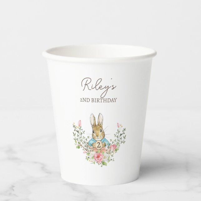 Vasos De Papel Cumpleaños del Conejo Clásico (Anverso)