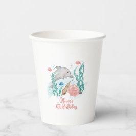Vasos De Papel Cumpleaños del delfín bajo el mar