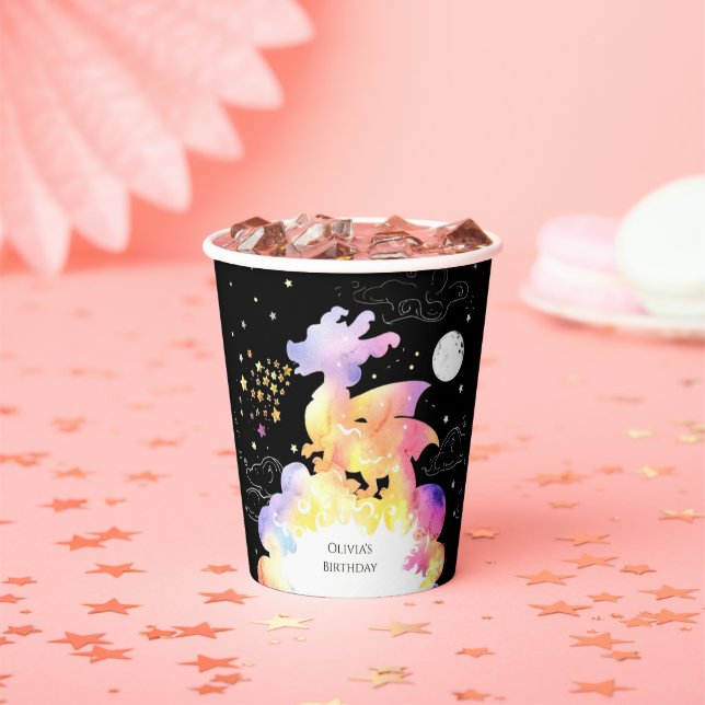 Vasos De Papel Cumpleaños del dragón encantado de los niños (in situ)