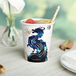 Vasos De Papel Cumpleaños del dragón radiante mágico