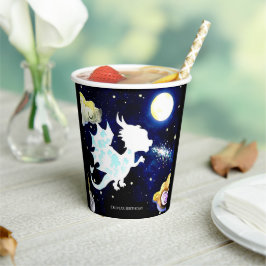 Vasos De Papel Cumpleaños del dragón simple radiante