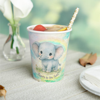 Vasos De Papel Cumpleaños del elefante lindo Arcoíris Primer cump