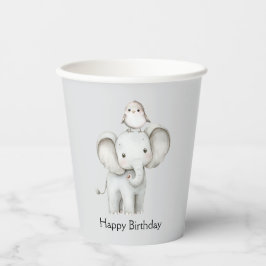 Vasos De Papel Cumpleaños del Elefante y el Pájaro Mejores Amigos