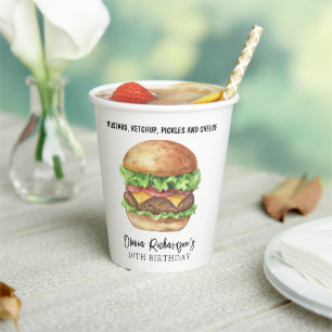 Vasos De Papel Cumpleaños del Fiesta de la hamburguesa acuática