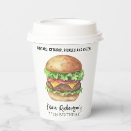 Vasos De Papel Cumpleaños del Fiesta de la hamburguesa acuática