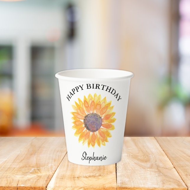 Vasos De Papel Cumpleaños del Girasol (Subido por el creador)