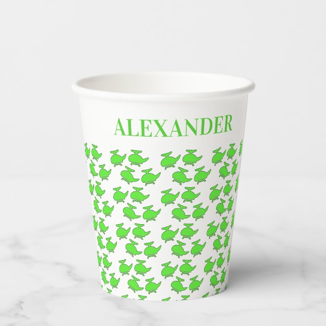 Vasos De Papel Cumpleaños del helicóptero (Reverso )