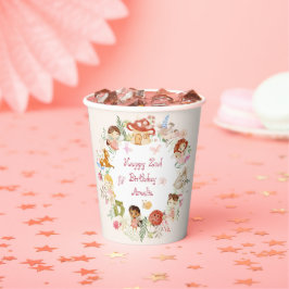Vasos De Papel Cumpleaños del Jardín de los Hados de Flores y Tor