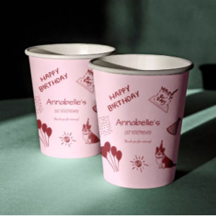 Vasos De Papel Cumpleaños del Love Dog 1er año – Cachorro Adorabl