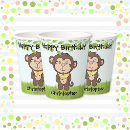 Vasos De Papel Cumpleaños del mono