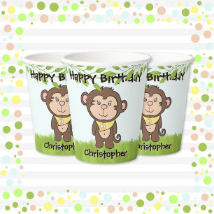 Vasos De Papel Cumpleaños del mono