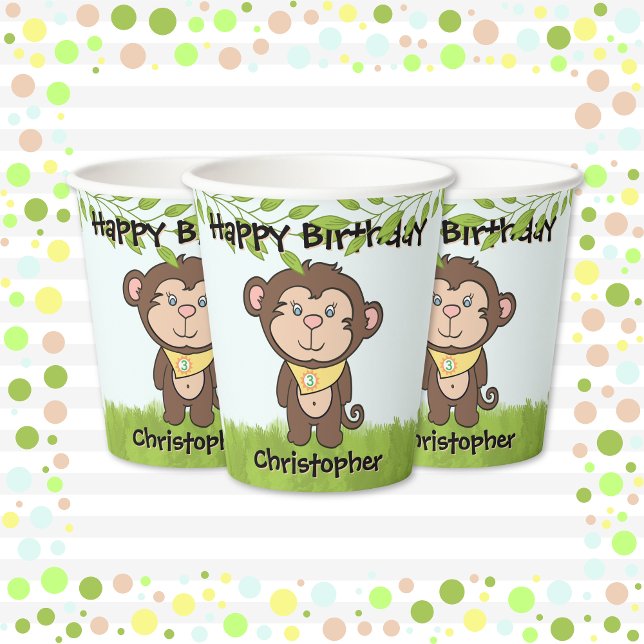 Vasos De Papel Cumpleaños del mono (Subido por el creador)