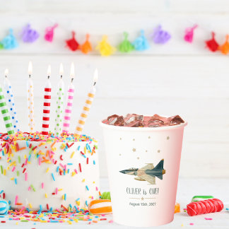 Vasos De Papel Cumpleaños del niño con avión de combate Time Flie