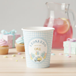 Vasos De Papel Cumpleaños del niño de primer año con camión de vo