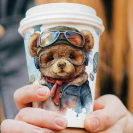 Vasos De Papel Cumpleaños del Oso de Teddy piloto personalizado