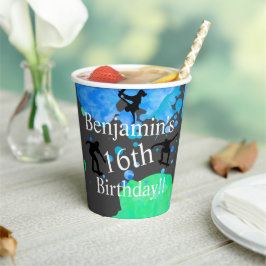 Vasos De Papel Cumpleaños del patinador