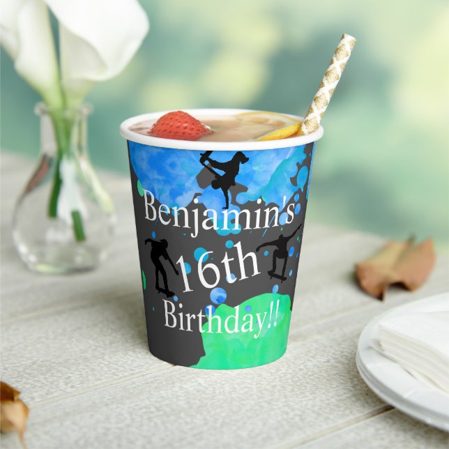 Vasos De Papel Cumpleaños del patinador (in situ)