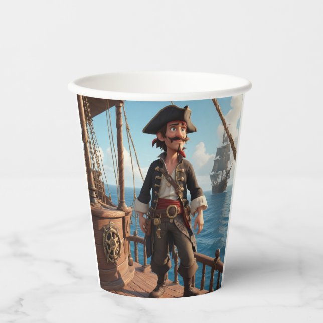 Vasos De Papel Cumpleaños del Pirata (Anverso)