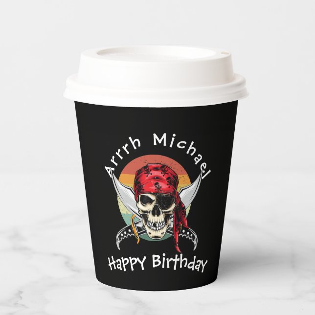 Vasos De Papel Cumpleaños del Pirata (Anverso)