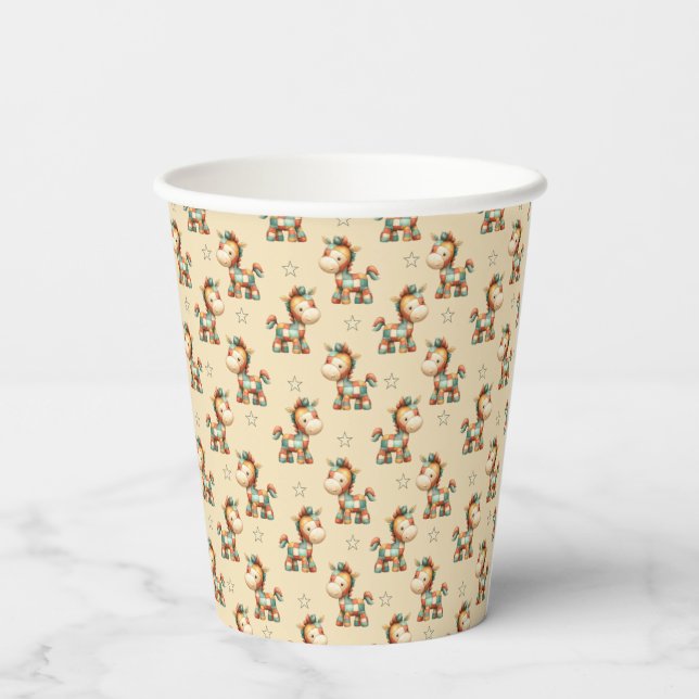 Vasos De Papel Cumpleaños del Poni Parcheado Giddy-Up (Reverso )