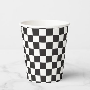 Vasos De Papel Cumpleaños del retro Black Check Skateboard