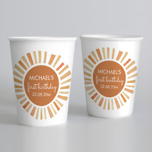 Vasos De Papel Cumpleaños del Sol, Primer Cumpleaños del Sol, Boh