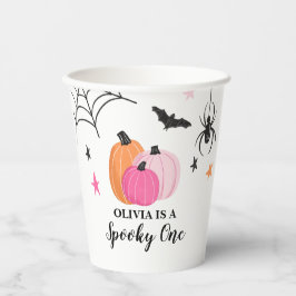 Vasos De Papel Cumpleaños del Spooky One Halloween Calabazas ROSA
