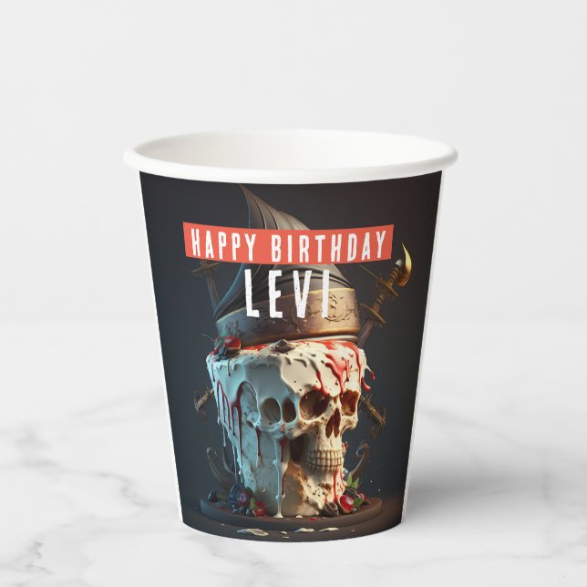 Vasos De Papel Cumpleaños del tema pirata (Anverso)