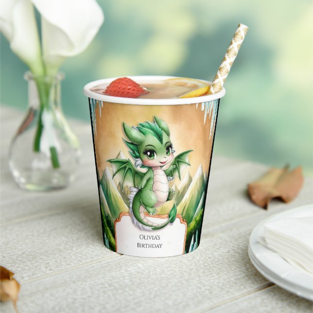 Vasos De Papel Cumpleaños del Whimsical Boho Dragon (in situ)