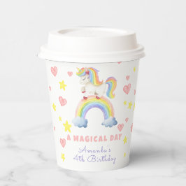 Vasos De Papel Cumpleaños Día Mágico Arcoíris Unicornio