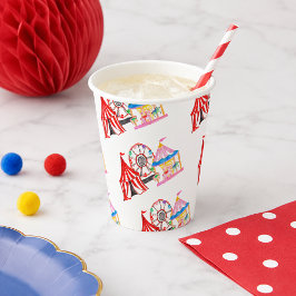 Vasos De Papel Cumpleaños Divertido Circo Carnaval Dibujado a Man