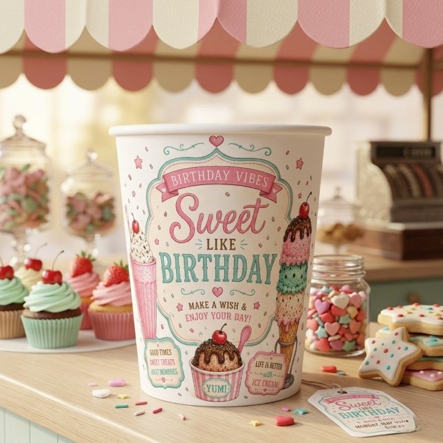 Vasos De Papel Cumpleaños Dulce Helado Pastel (Subido por el creador)