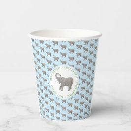 Vasos De Papel Cumpleaños Elefante Bebé Azul Claro