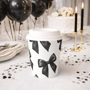 Vasos De Papel Cumpleaños Elegante con Lazo Negro