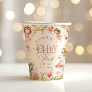 Vasos De Papel Cumpleaños Encantado Jardín Brillante Hada Primero