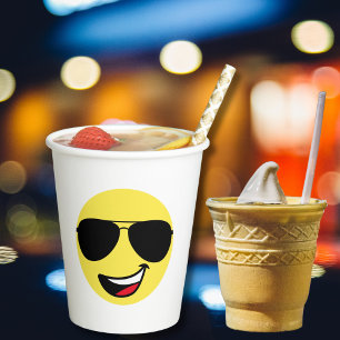 Vasos De Papel Cumpleaños Feliz Cara Aviador Gafas de sol Diversi