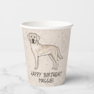 Vasos De Papel Cumpleaños feliz perro Labrador Retriever crema