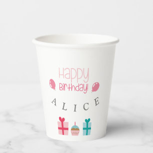 Vasos De Papel Cumpleaños Feliz Personalizado